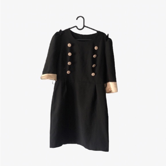 Twee girl style double breasted button mid sleeves dress - Picture 1 of 1